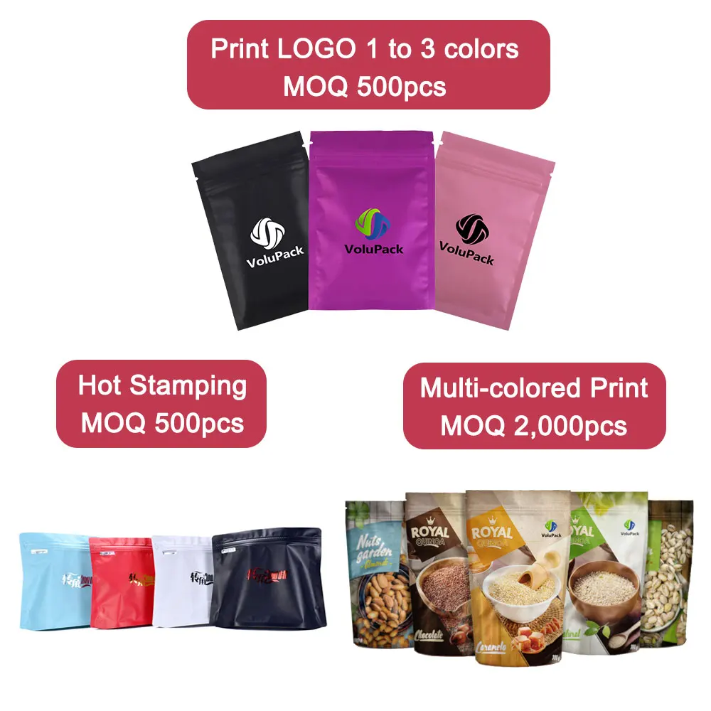 Resealable Zip Lock Bags Food Product Heat Sealable Packing Bag, 100PCS PET Plastic Mylar Pouch with Frosted Window