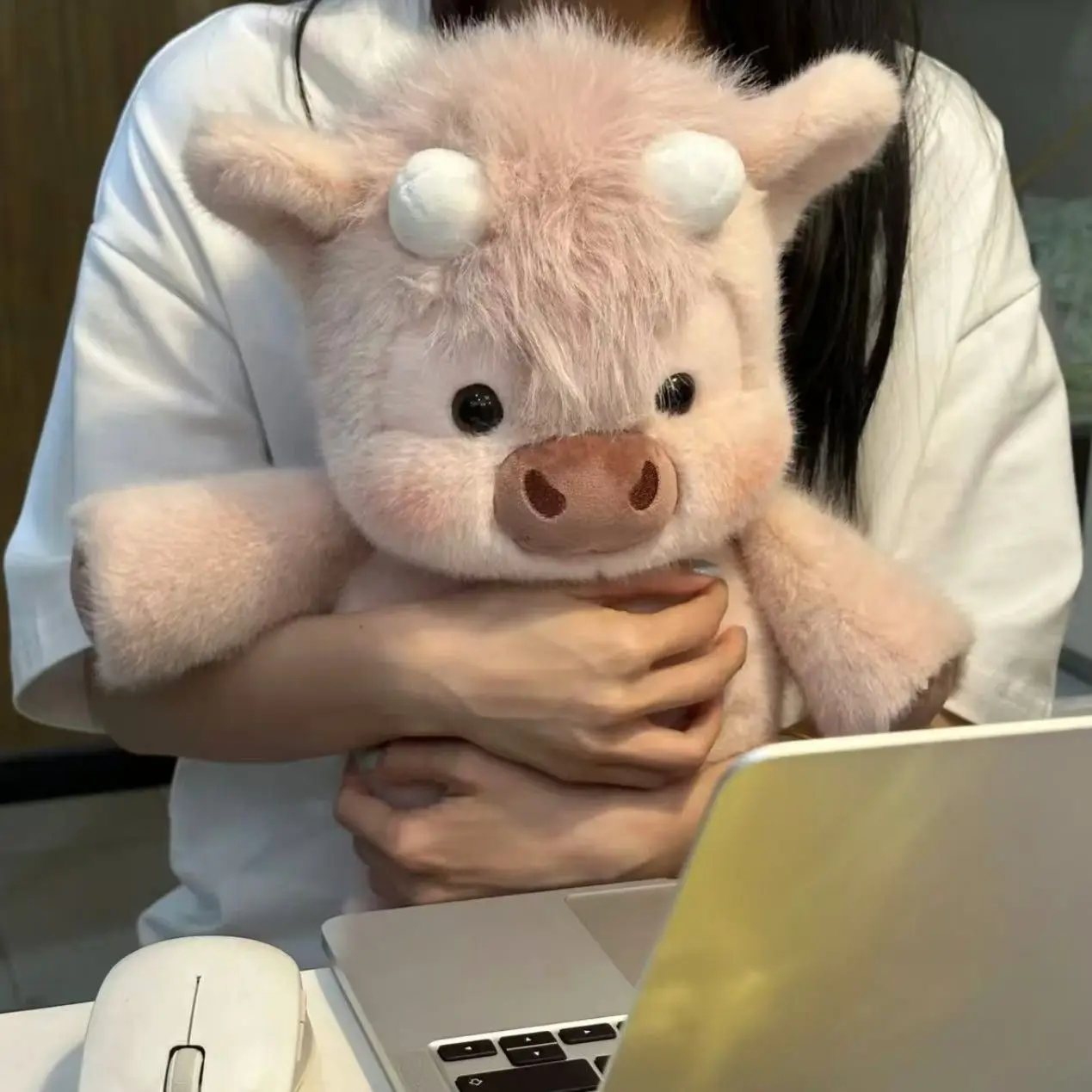 45/60CM Kawaii Cute Highland Calf Doll Running Little Cow Su Plush Toy Companion Toy Holiday Birthday Gift Decorative Ornament