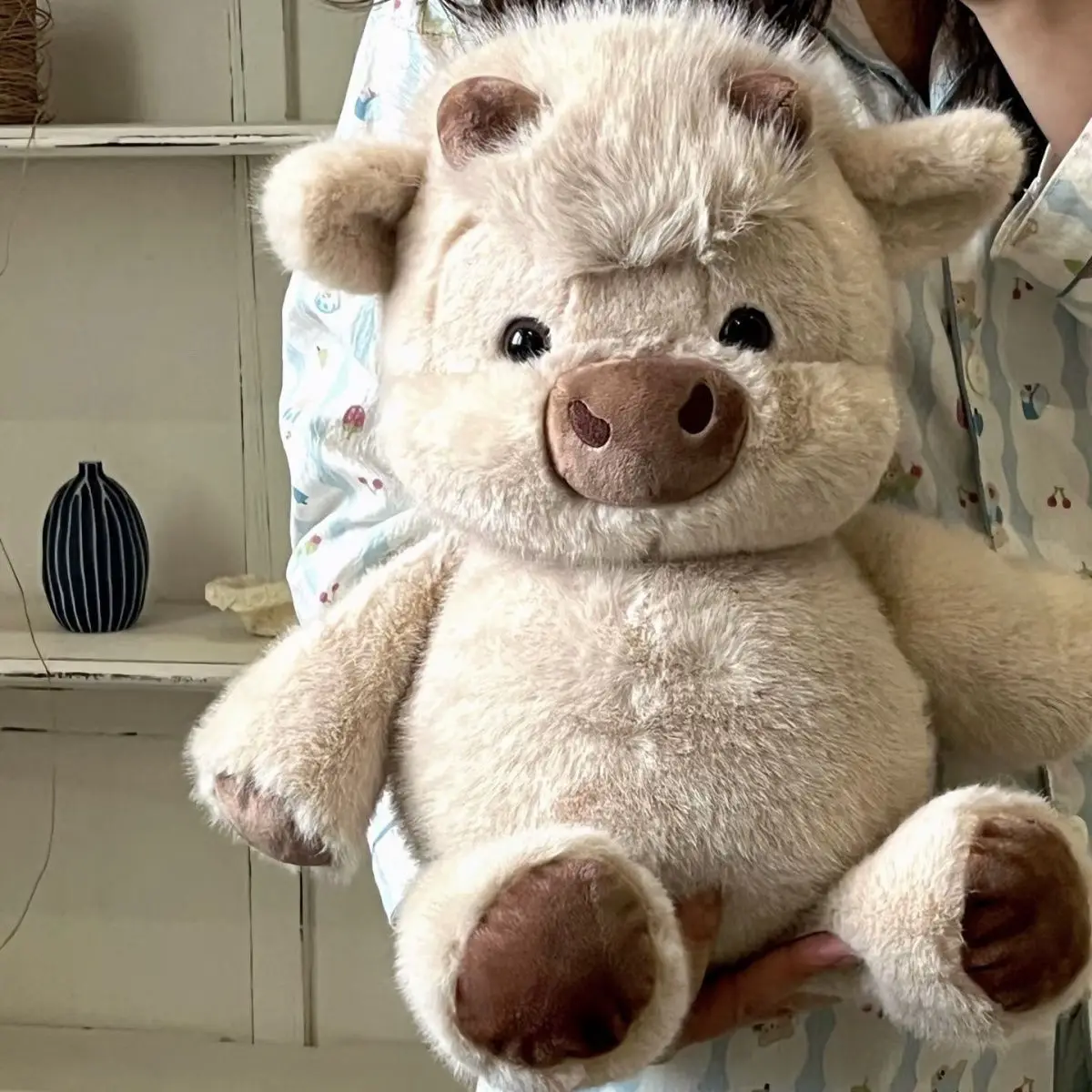 45/60CM Kawaii Cute Highland Calf Doll Running Little Cow Su Plush Toy Companion Toy Holiday Birthday Gift Decorative Ornament