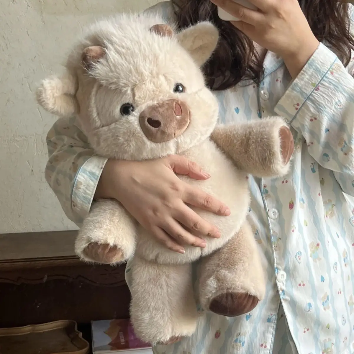 45/60CM Kawaii Cute Highland Calf Doll Running Little Cow Su Plush Toy Companion Toy Holiday Birthday Gift Decorative Ornament