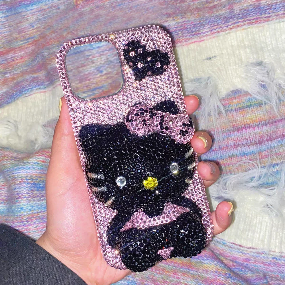 Rhinestone Bling Crystal Phone Case Chain for IPhone17 16 12 13 14 15Pro Max X Xs XR 7 8 Plus SE 2 3 10 Transparent Bumper Cover