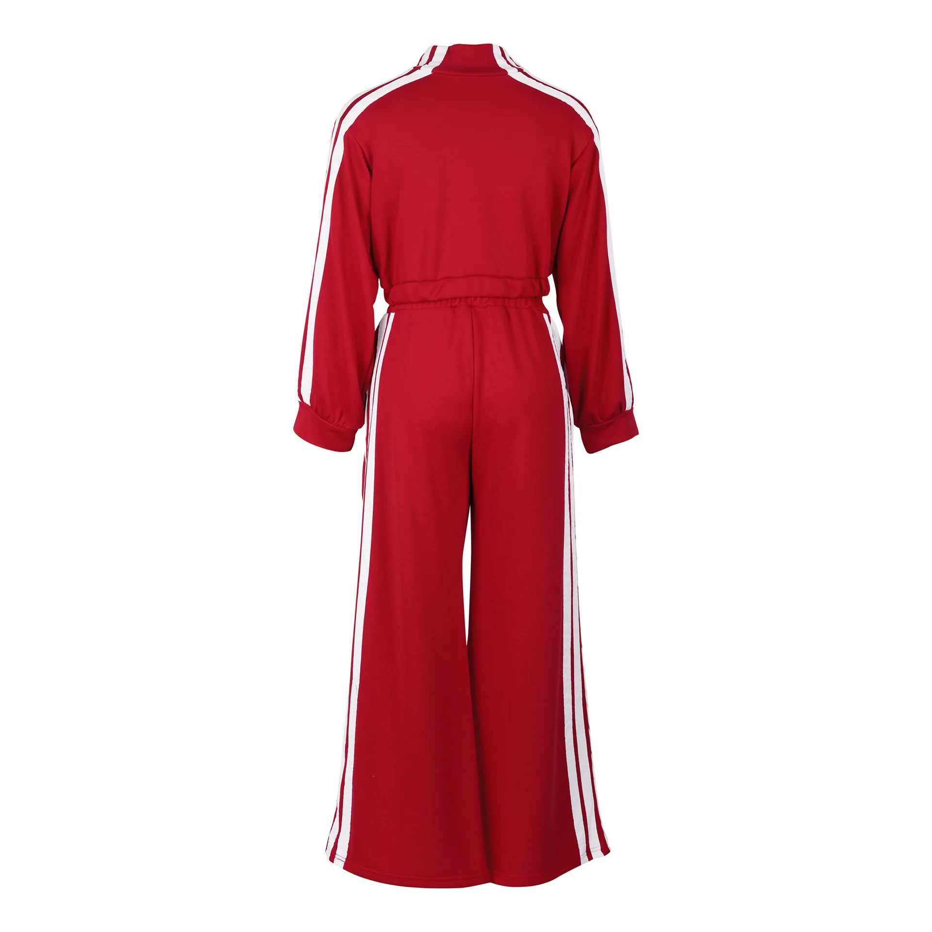Women Wide Leg Pants Suit 2 Piece Sets Striped Jacket Floor Length Trouser Tracksuit Single Breasted 2025 Autumn Casual Ensemble