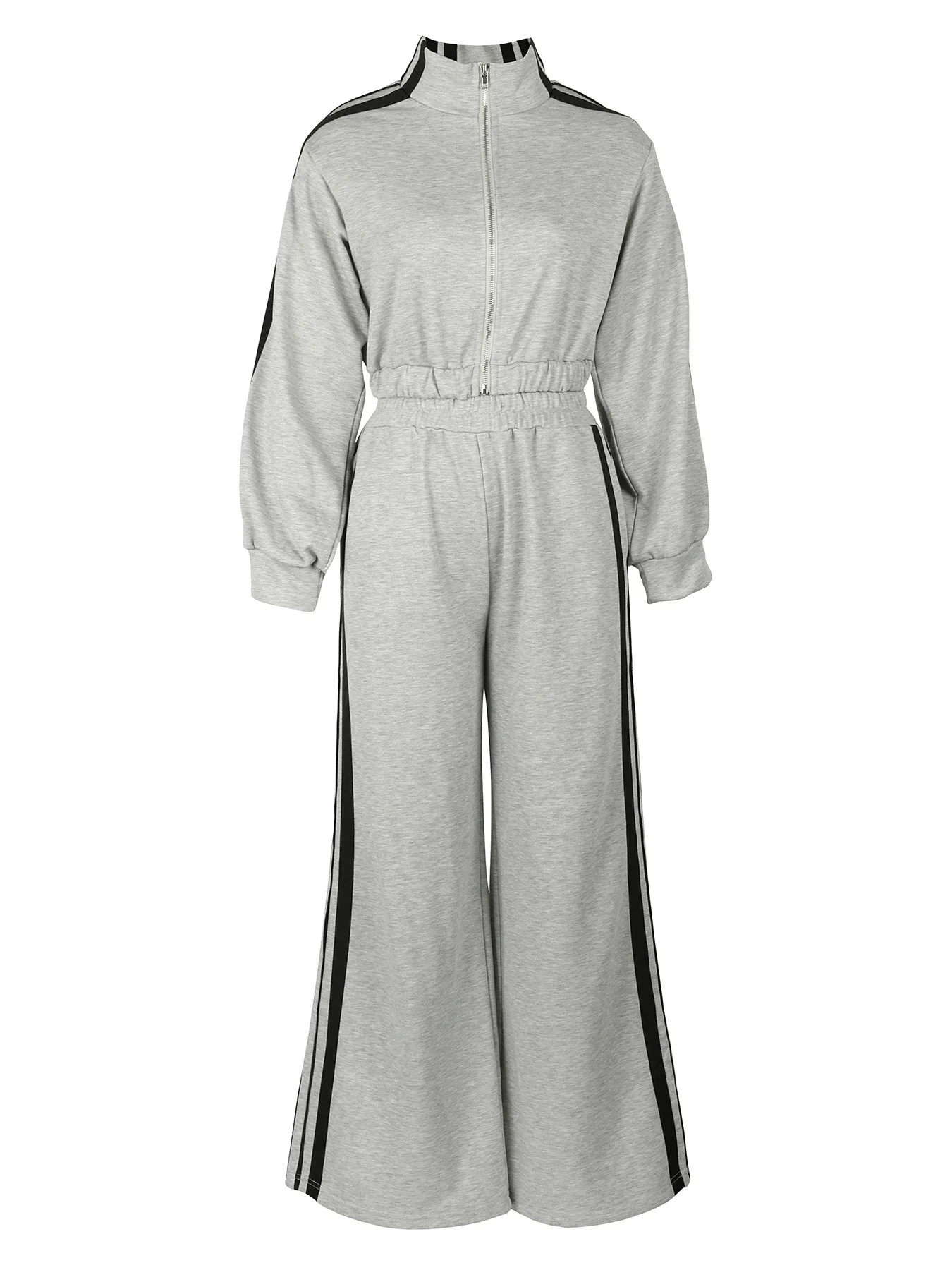 Women Wide Leg Pants Suit 2 Piece Sets Striped Jacket Floor Length Trouser Tracksuit Single Breasted 2025 Autumn Casual Ensemble