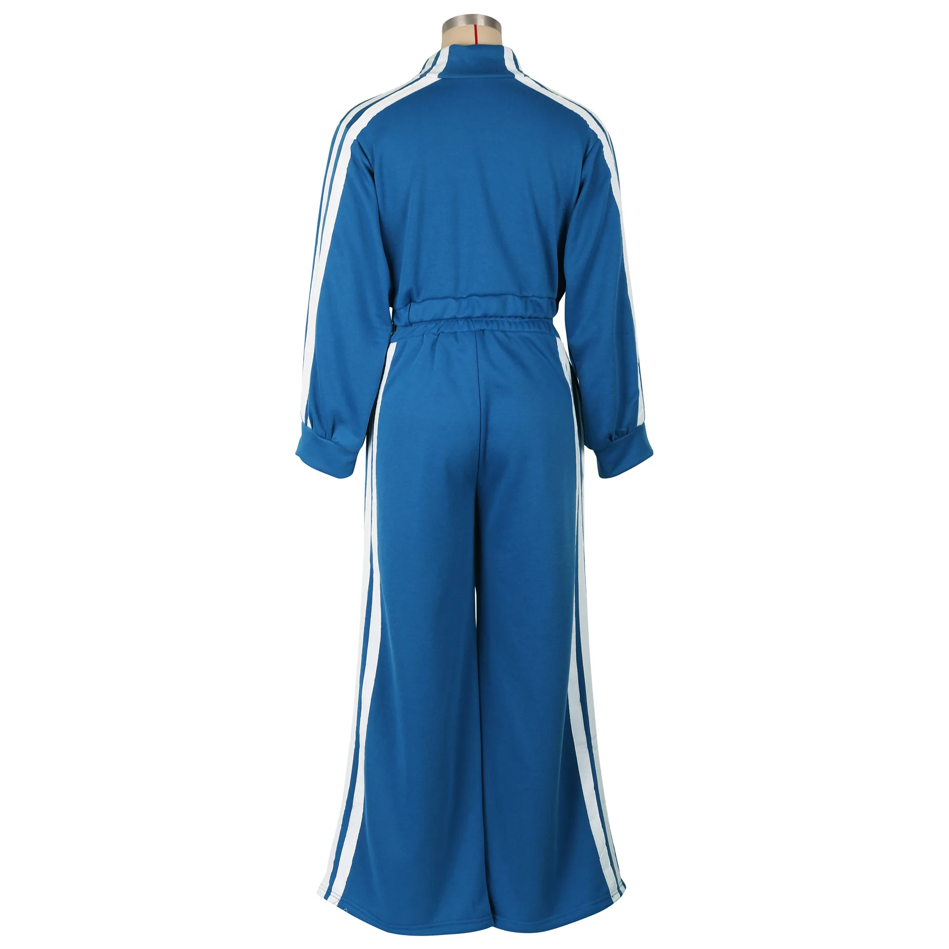 Women Wide Leg Pants Suit 2 Piece Sets Striped Jacket Floor Length Trouser Tracksuit Single Breasted 2025 Autumn Casual Ensemble