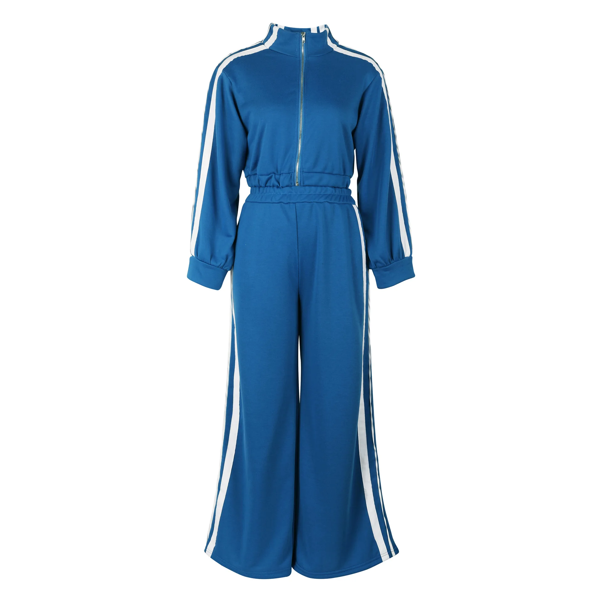 Women Wide Leg Pants Suit 2 Piece Sets Striped Jacket Floor Length Trouser Tracksuit Single Breasted 2025 Autumn Casual Ensemble