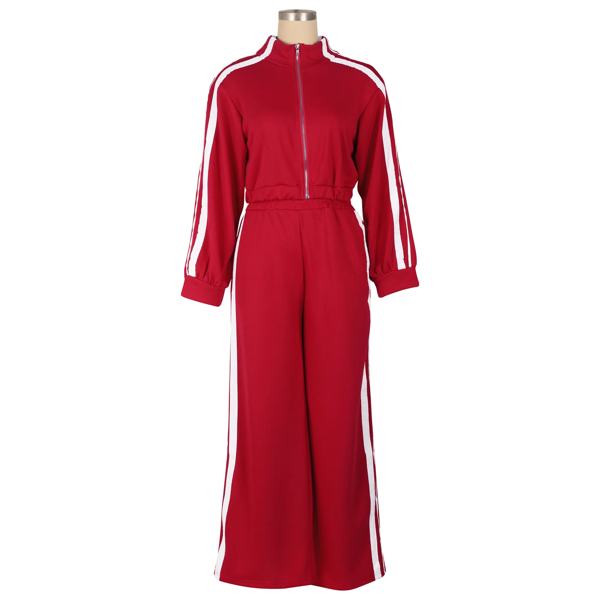 Women Wide Leg Pants Suit 2 Piece Sets Striped Jacket Floor Length Trouser Tracksuit Single Breasted 2025 Autumn Casual Ensemble