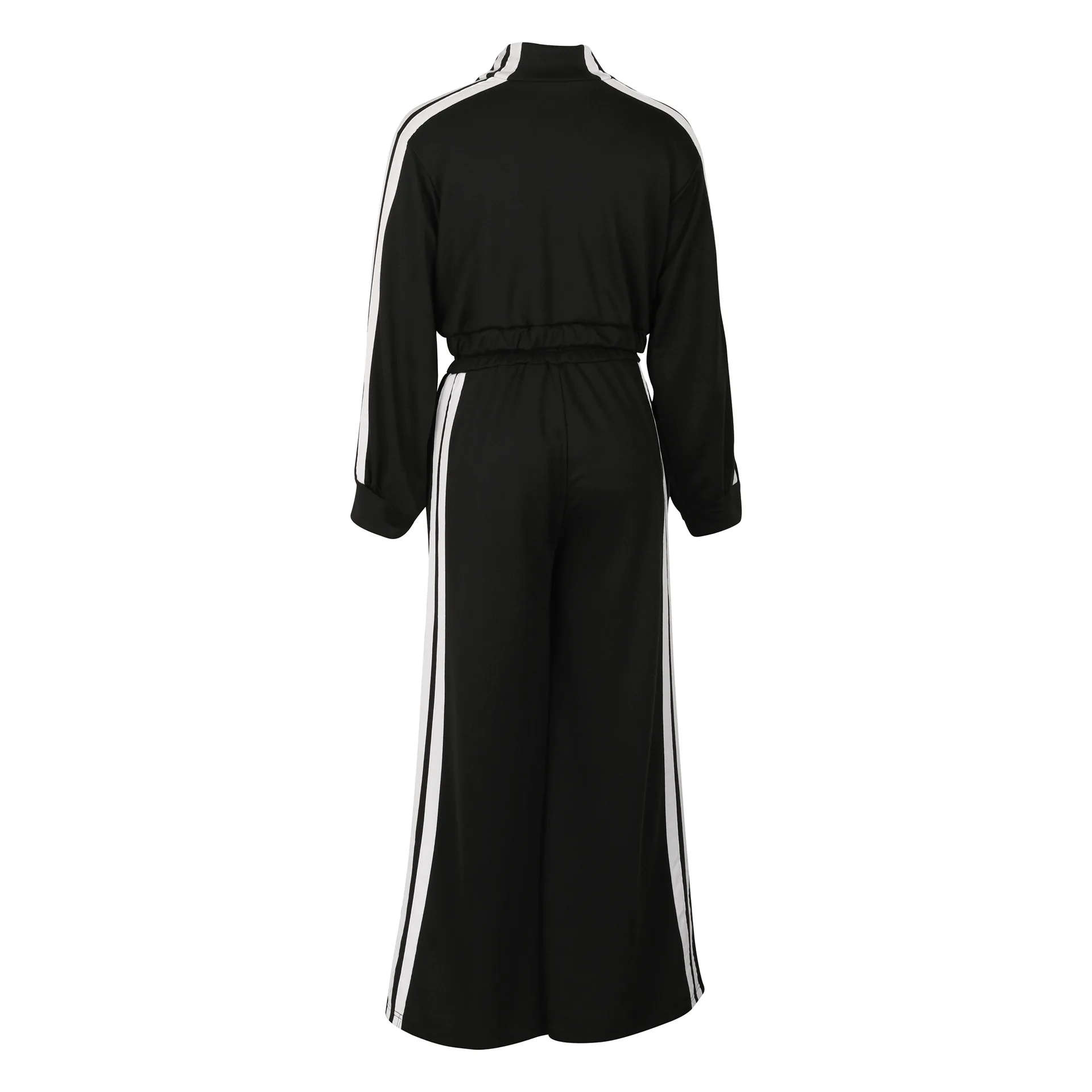 Women Wide Leg Pants Suit 2 Piece Sets Striped Jacket Floor Length Trouser Tracksuit Single Breasted 2025 Autumn Casual Ensemble