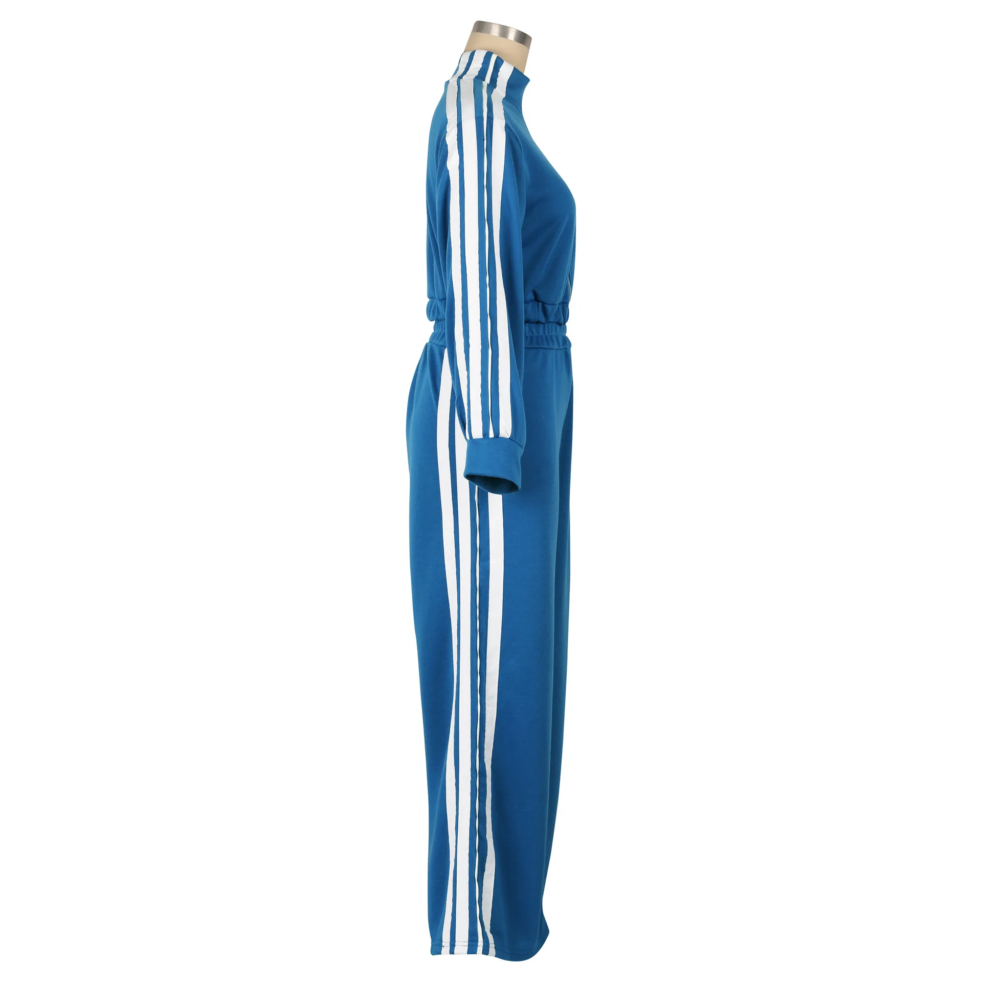 Women Wide Leg Pants Suit 2 Piece Sets Striped Jacket Floor Length Trouser Tracksuit Single Breasted 2025 Autumn Casual Ensemble
