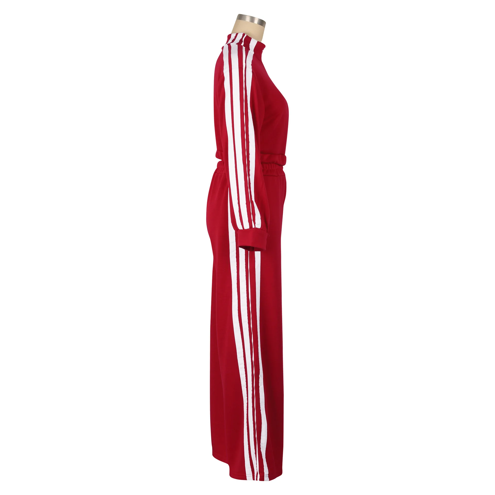 Women Wide Leg Pants Suit 2 Piece Sets Striped Jacket Floor Length Trouser Tracksuit Single Breasted 2025 Autumn Casual Ensemble