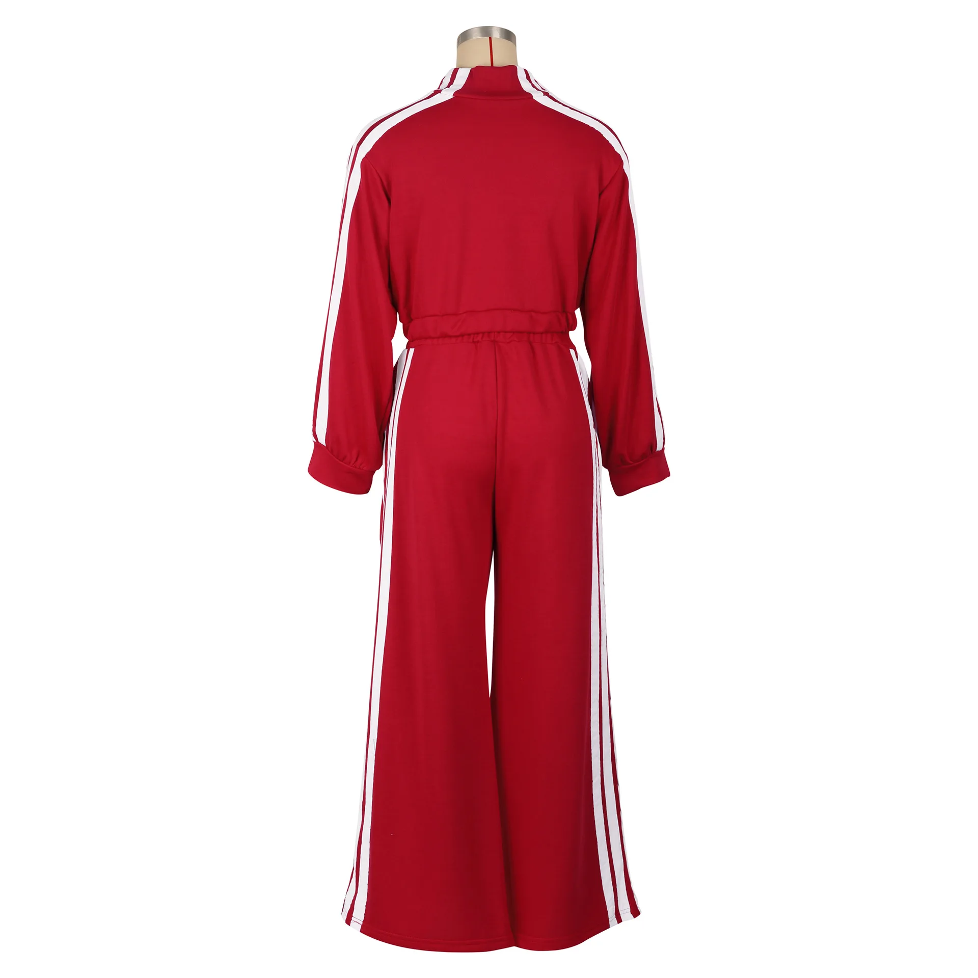 Women Wide Leg Pants Suit 2 Piece Sets Striped Jacket Floor Length Trouser Tracksuit Single Breasted 2025 Autumn Casual Ensemble