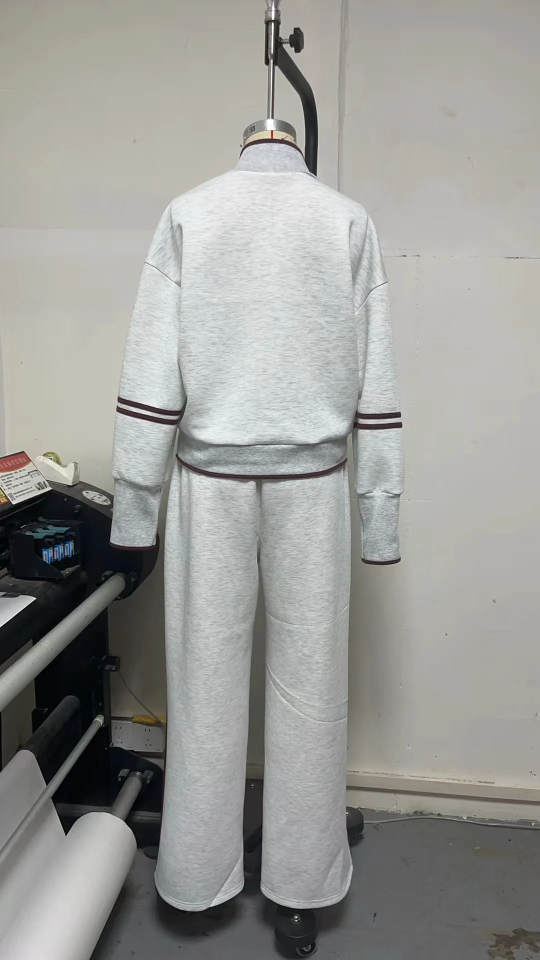 Casual Striped Hoodie Sports Outfits Women New Color Blocking Wide Leg Pants Two Piece Sets Autumn Winter Loose Pants Suit