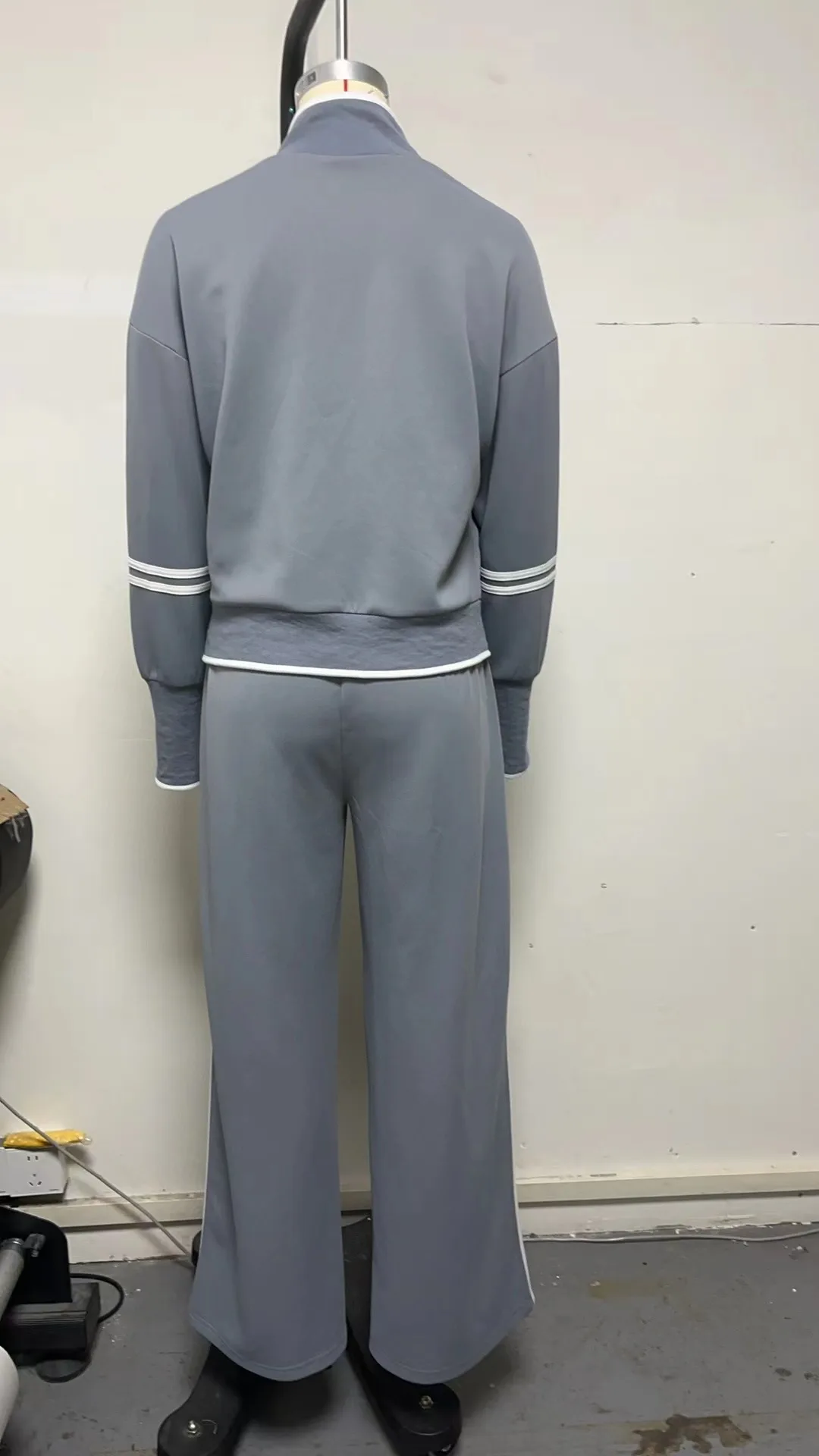Casual Striped Hoodie Sports Outfits Women New Color Blocking Wide Leg Pants Two Piece Sets Autumn Winter Loose Pants Suit