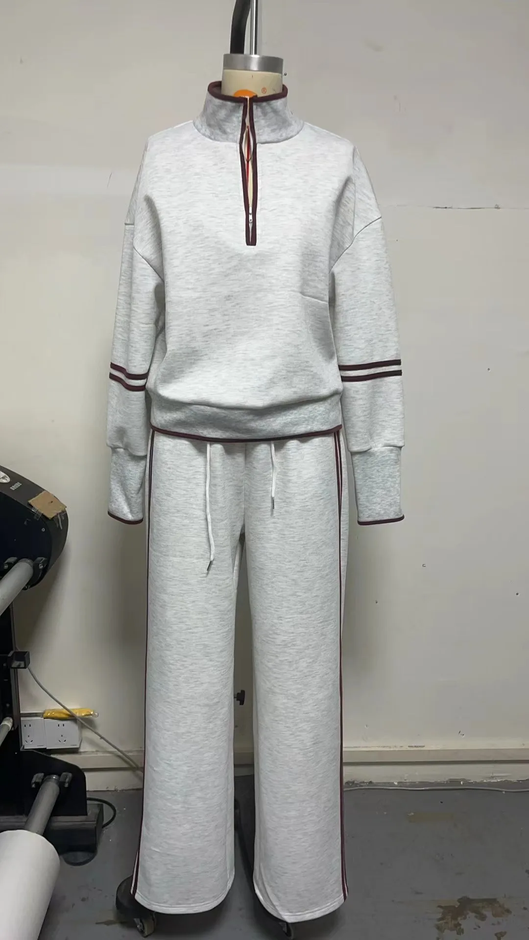 Casual Striped Hoodie Sports Outfits Women New Color Blocking Wide Leg Pants Two Piece Sets Autumn Winter Loose Pants Suit