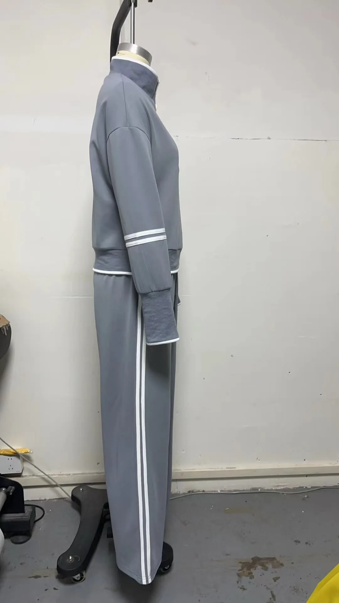Casual Striped Hoodie Sports Outfits Women New Color Blocking Wide Leg Pants Two Piece Sets Autumn Winter Loose Pants Suit