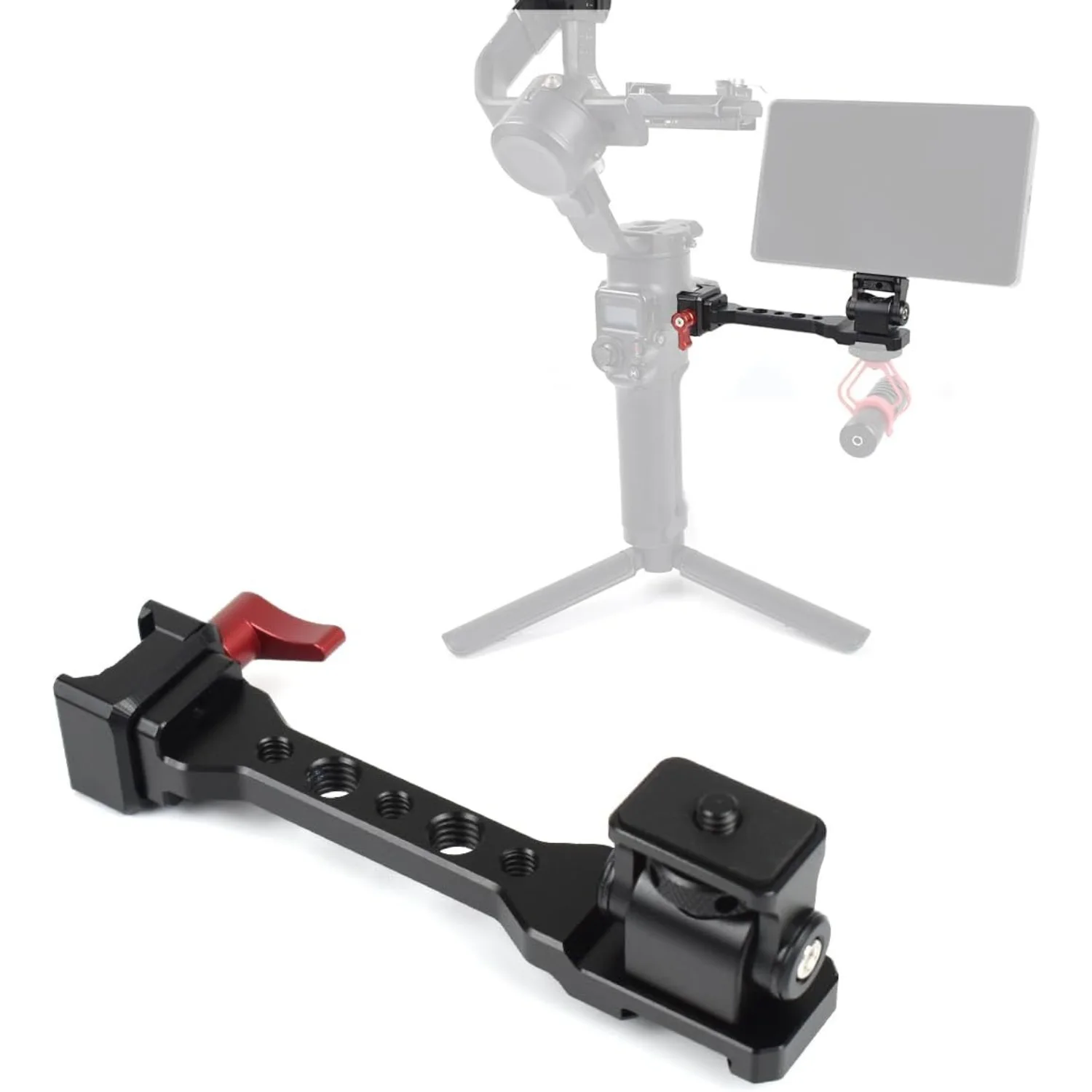 Adjustable Camera Monitor Mount Rotatable Magic Arm with 1/4 Thread Cold Shoe Mount ARRI Mount for DJI RS 2 RSC 2 RS 3 4 RS3 Pro
