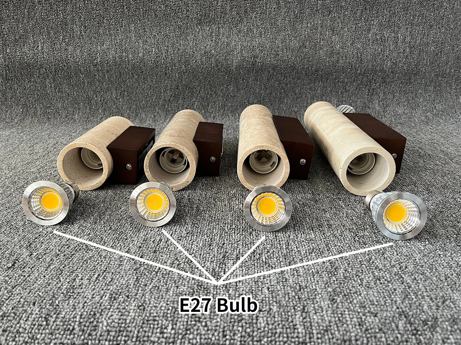 Yellow Travertine Wall Lamp Vintage Design Wood Stone Sconce Light LED Lighting Fixture Bedroom Living Room Bedside Home Decor