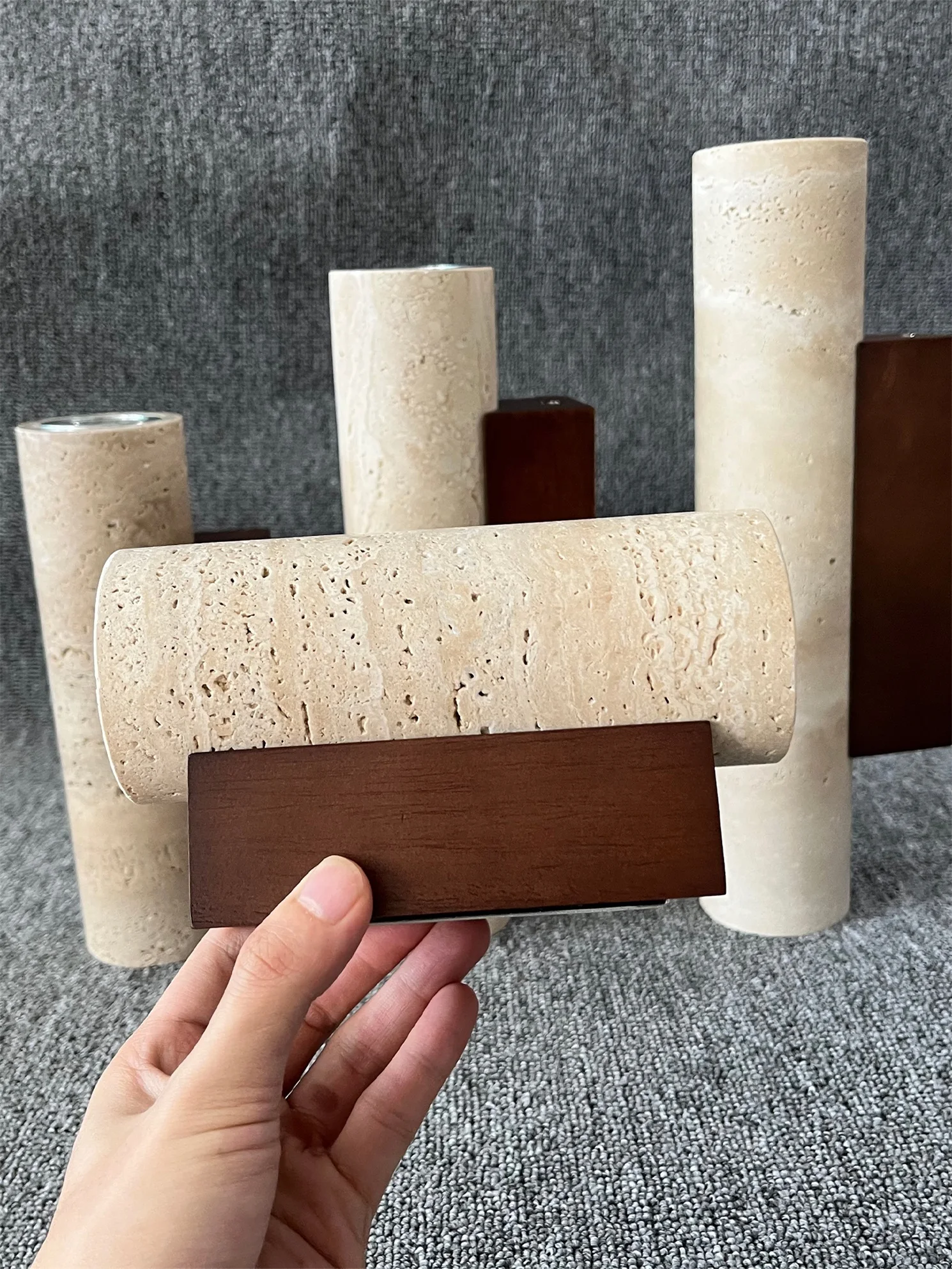Yellow Travertine Wall Lamp Vintage Design Wood Stone Sconce Light LED Lighting Fixture Bedroom Living Room Bedside Home Decor