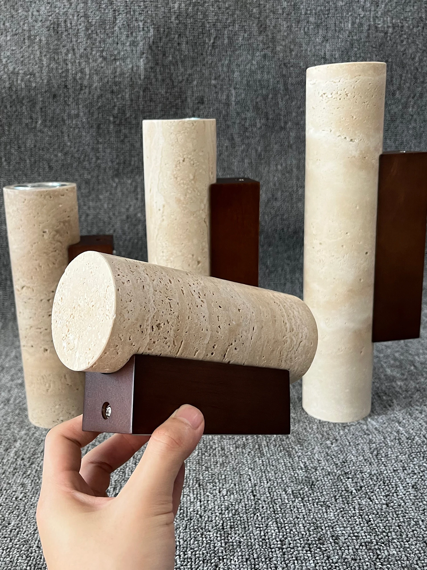 Yellow Travertine Wall Lamp Vintage Design Wood Stone Sconce Light LED Lighting Fixture Bedroom Living Room Bedside Home Decor