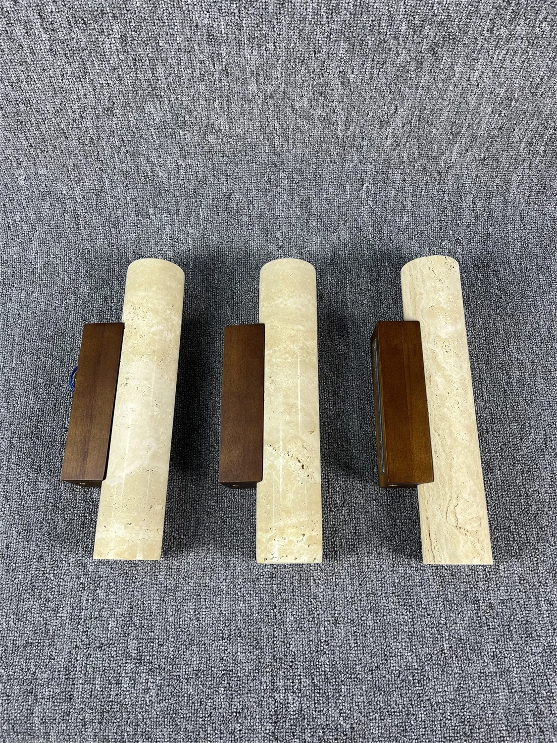 Yellow Travertine Wall Lamp Vintage Design Wood Stone Sconce Light LED Lighting Fixture Bedroom Living Room Bedside Home Decor
