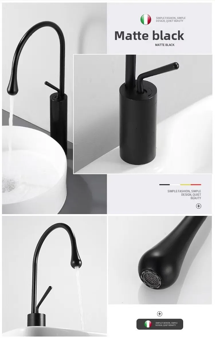Modern Basin Faucet Brushed Gold Black Silver Faucet Deck Mounted Basin Sink Tap Mixer Hot Cold Brass Tap for Bathroom