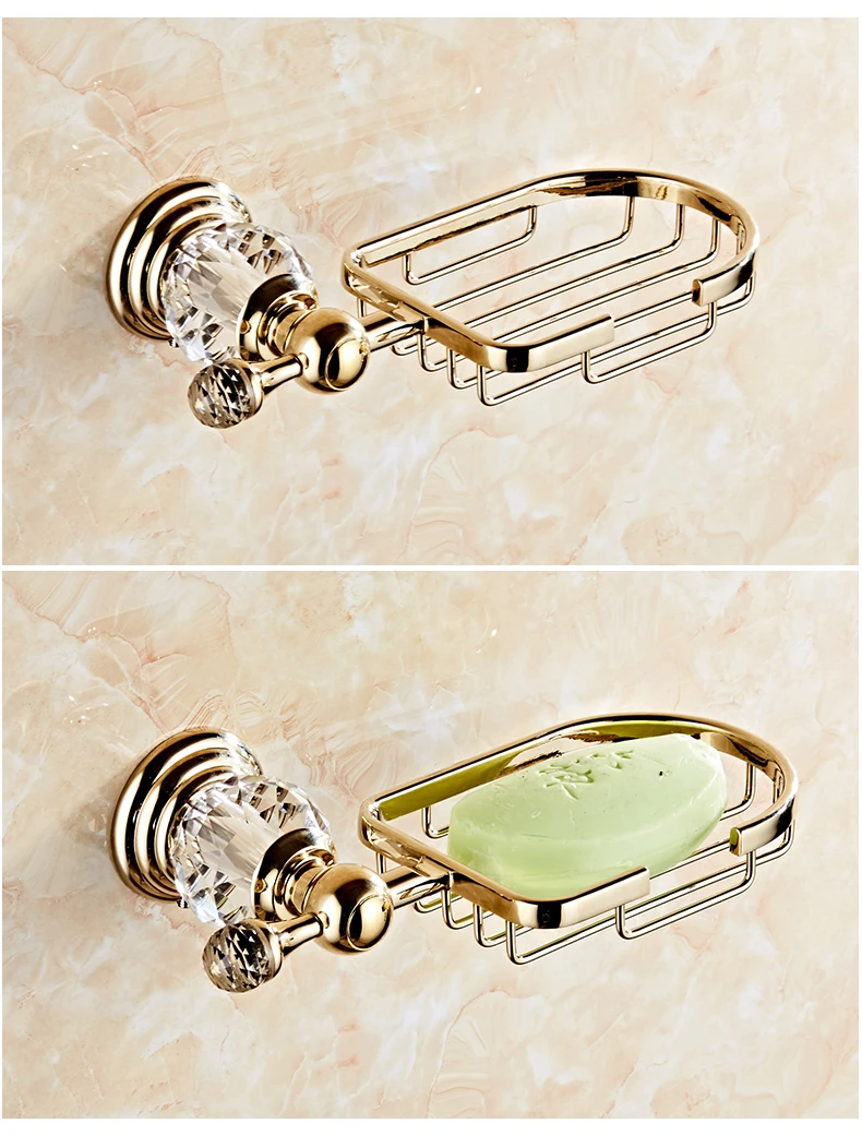 Bathroom Towel Shelf Gold Finished Bath Toilet Paper Holder Robe Hook Towel Rack Holder Tumble Holder Soap Basket ELG85400