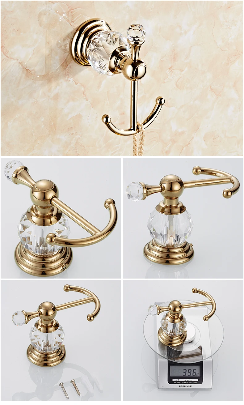 Bathroom Towel Shelf Gold Finished Bath Toilet Paper Holder Robe Hook Towel Rack Holder Tumble Holder Soap Basket ELG85400