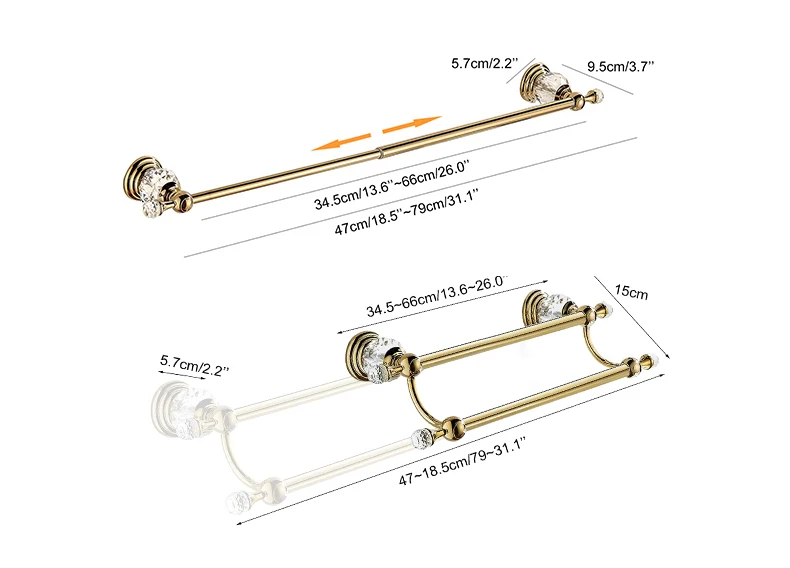 Bathroom Towel Shelf Gold Finished Bath Toilet Paper Holder Robe Hook Towel Rack Holder Tumble Holder Soap Basket ELG85400