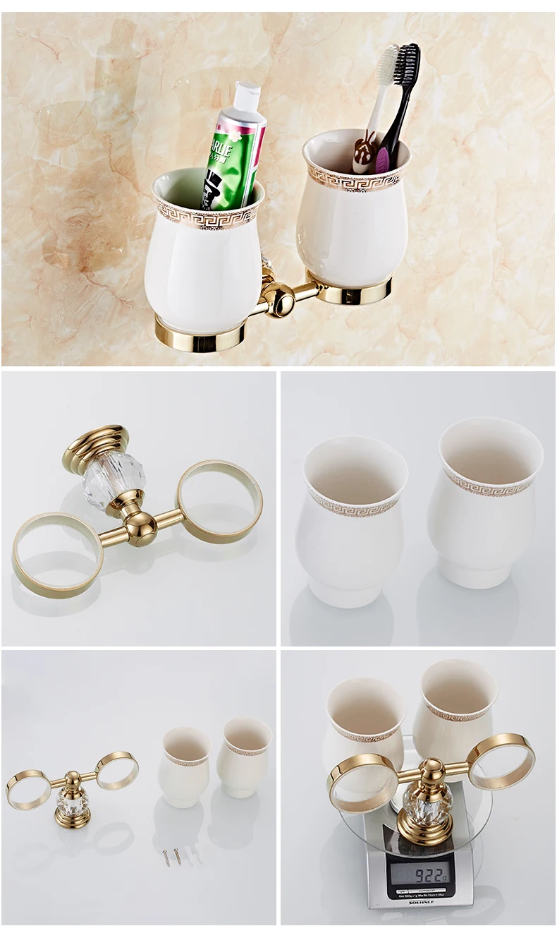 Bathroom Towel Shelf Gold Finished Bath Toilet Paper Holder Robe Hook Towel Rack Holder Tumble Holder Soap Basket ELG85400