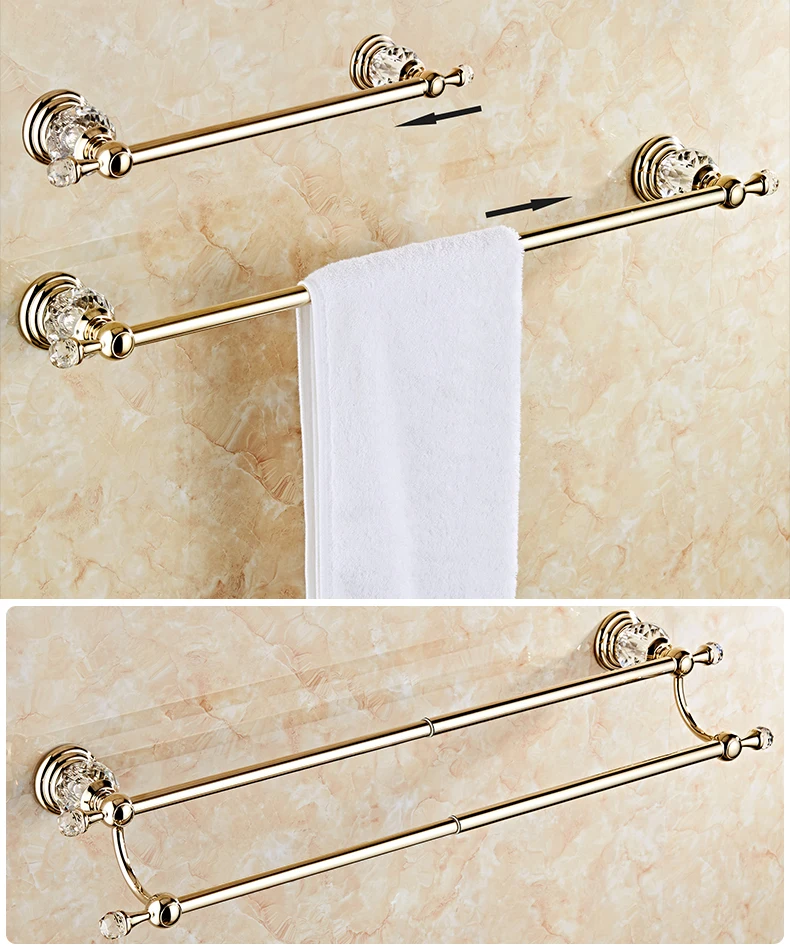 Bathroom Towel Shelf Gold Finished Bath Toilet Paper Holder Robe Hook Towel Rack Holder Tumble Holder Soap Basket ELG85400