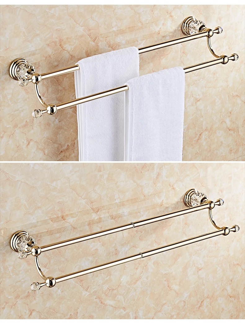 Bathroom Towel Shelf Gold Finished Bath Toilet Paper Holder Robe Hook Towel Rack Holder Tumble Holder Soap Basket ELG85400