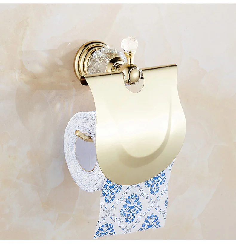 Bathroom Towel Shelf Gold Finished Bath Toilet Paper Holder Robe Hook Towel Rack Holder Tumble Holder Soap Basket ELG85400