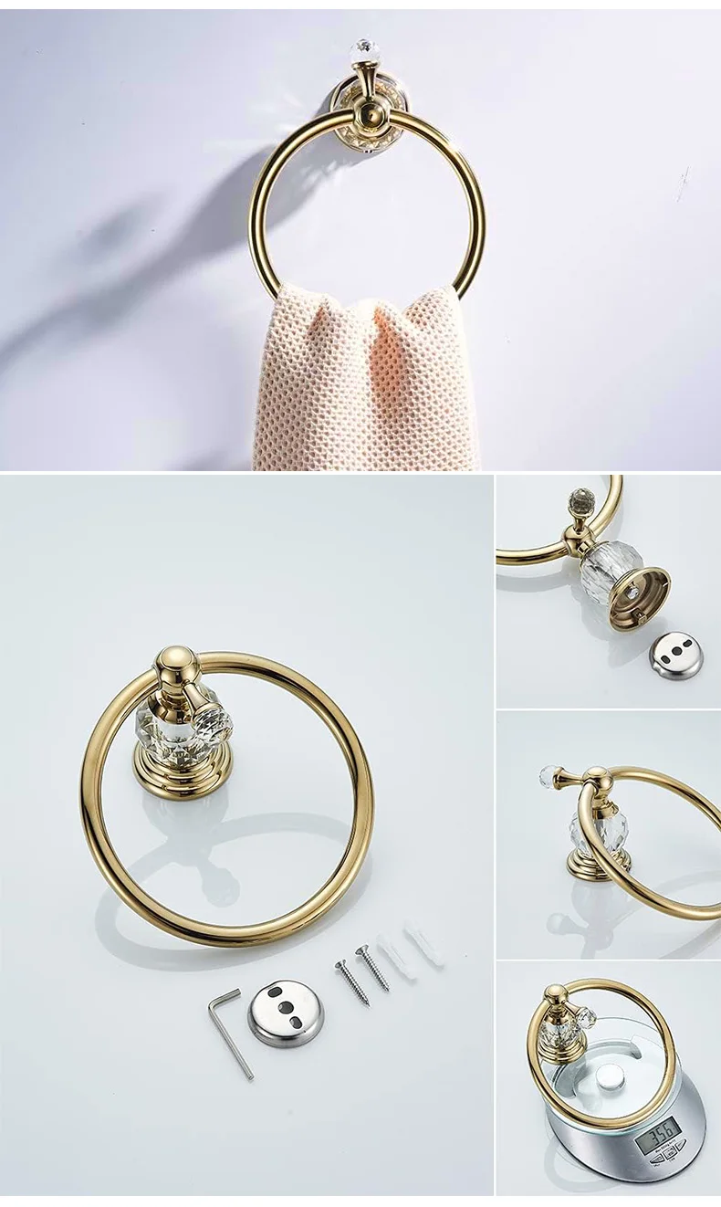 Bathroom Towel Shelf Gold Finished Bath Toilet Paper Holder Robe Hook Towel Rack Holder Tumble Holder Soap Basket ELG85400