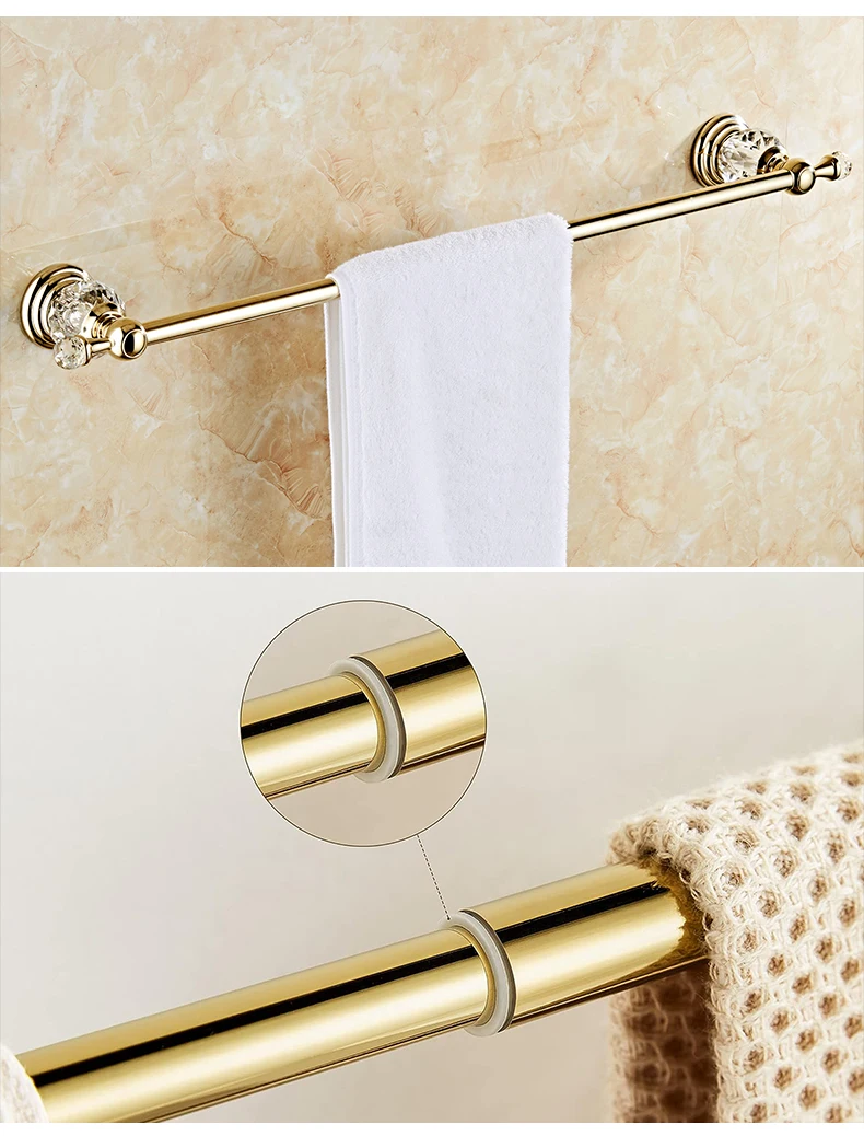 Bathroom Towel Shelf Gold Finished Bath Toilet Paper Holder Robe Hook Towel Rack Holder Tumble Holder Soap Basket ELG85400