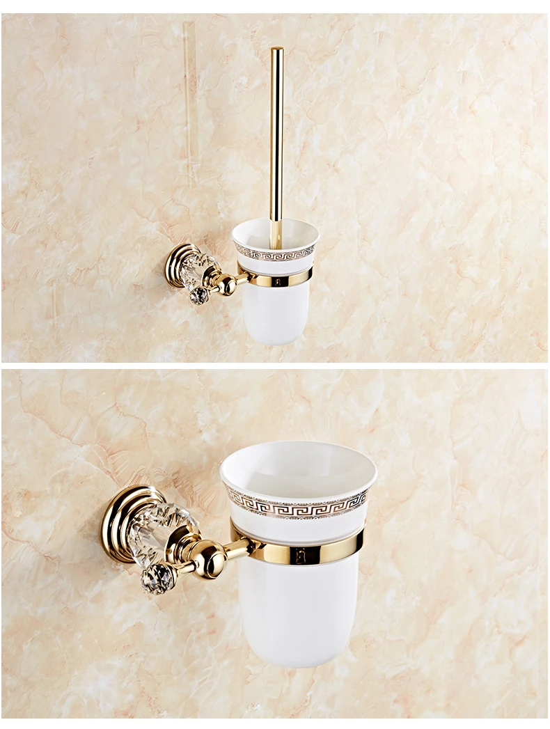 Bathroom Towel Shelf Gold Finished Bath Toilet Paper Holder Robe Hook Towel Rack Holder Tumble Holder Soap Basket ELG85400
