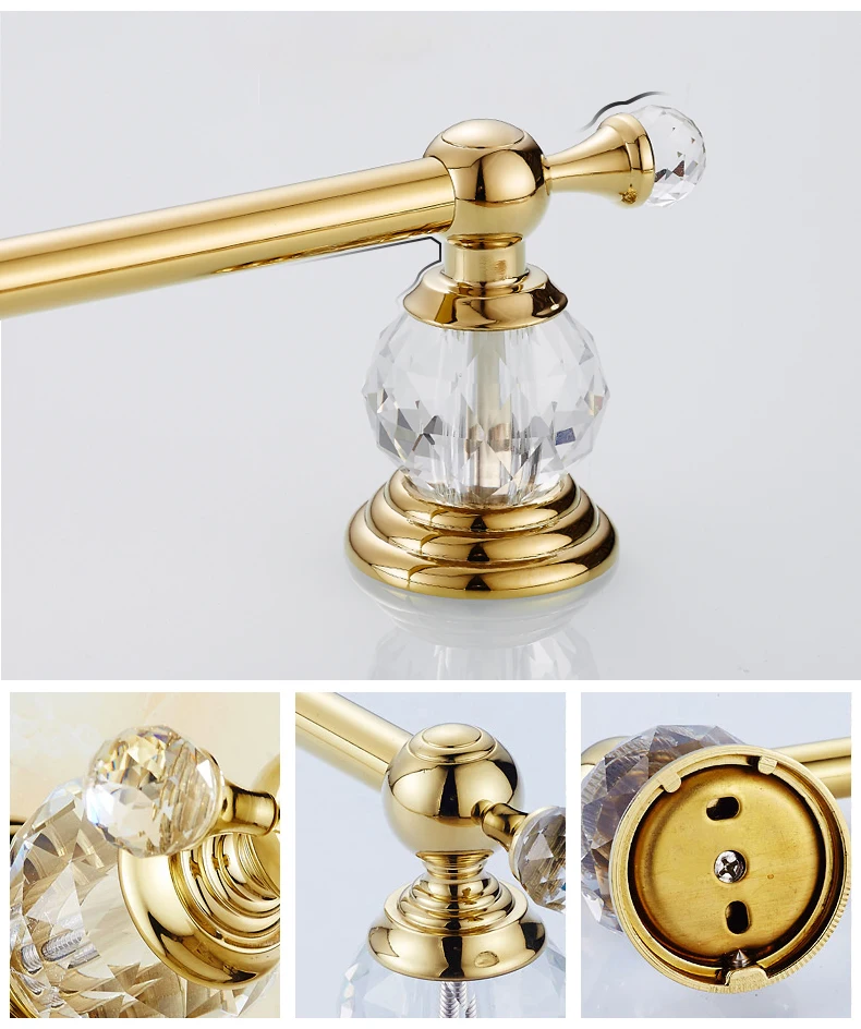 Bathroom Towel Shelf Gold Finished Bath Toilet Paper Holder Robe Hook Towel Rack Holder Tumble Holder Soap Basket ELG85400
