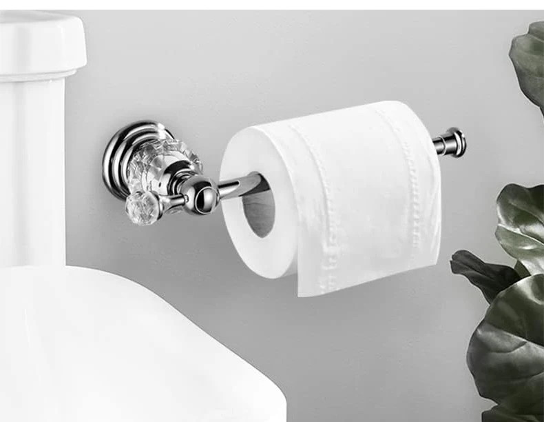 Gold Paper Roll Holder Crystal,Chrome Toilet Paper Holder, Crystal Bathroom Tissue Paper Holder Silver Toilet Roll Hanger Wall