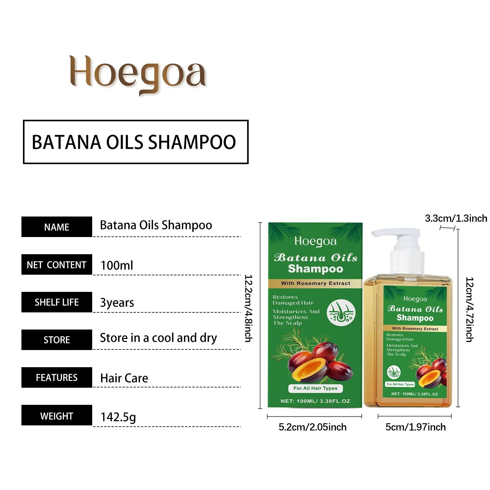 100/300ml Batana Oil & Rosemary Hair Care Shampoo Deep Nourishing Scalp Remove Dandruff Strengthens Hair for Shiny Shampoo Hair