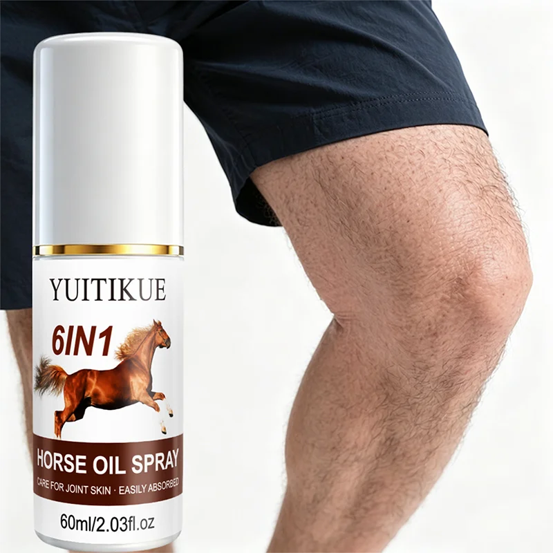 YUITIKUE 60ml 6 In 1 Horse Oil Joint Care Spray Easily Absorbed Soothing Mist For Knee Shoulder Neck Back Body Skin Care
