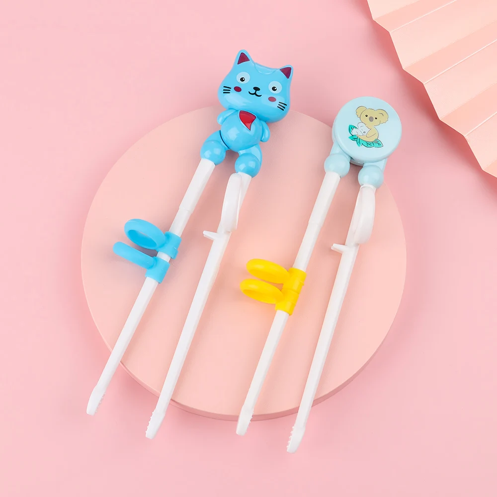 1 Pair Cartoon Animal Head Chopsticks Children Eating Training Chopsticks Baby Safty Learning Chopsticks Reusable Tableware