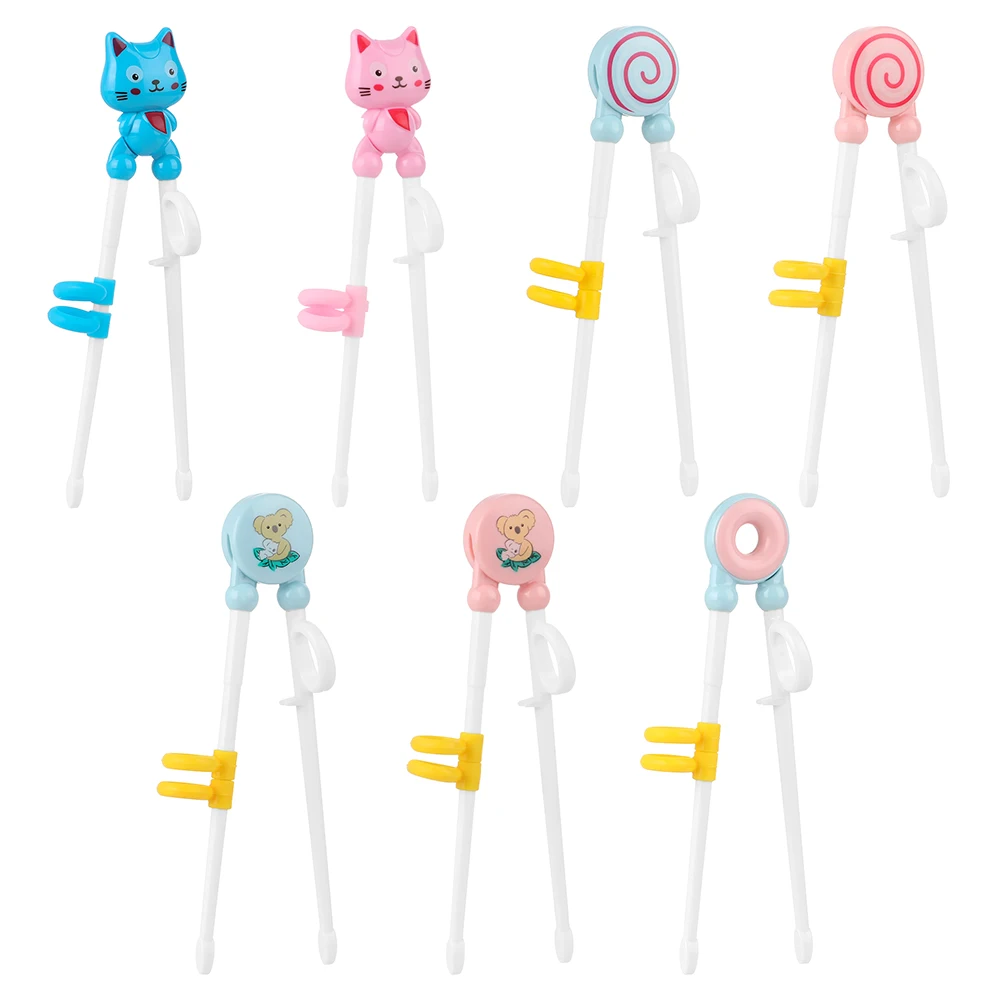 1 Pair Cartoon Animal Head Chopsticks Children Eating Training Chopsticks Baby Safty Learning Chopsticks Reusable Tableware