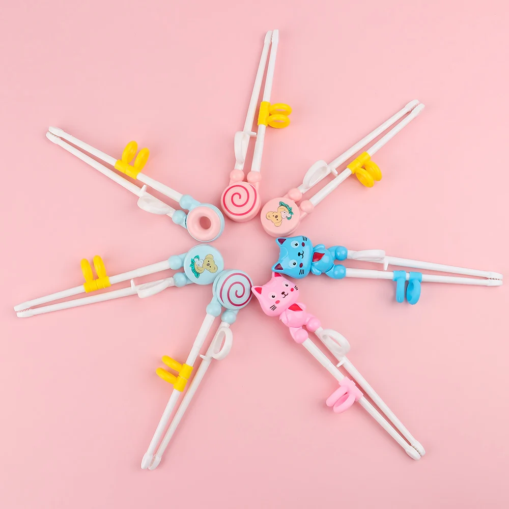 1 Pair Cartoon Animal Head Chopsticks Children Eating Training Chopsticks Baby Safty Learning Chopsticks Reusable Tableware