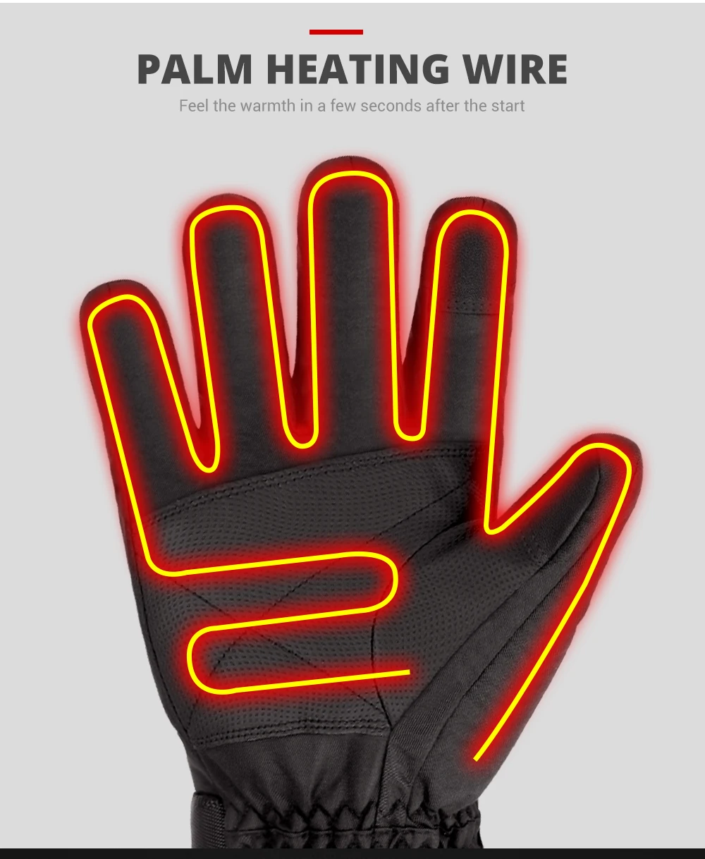 Winter Heated Gloves Men Women Thermal Motorcycle Heated Gloves for Snowmobile Windbreak Riding Warm Hand Gloves Warm Waterproof