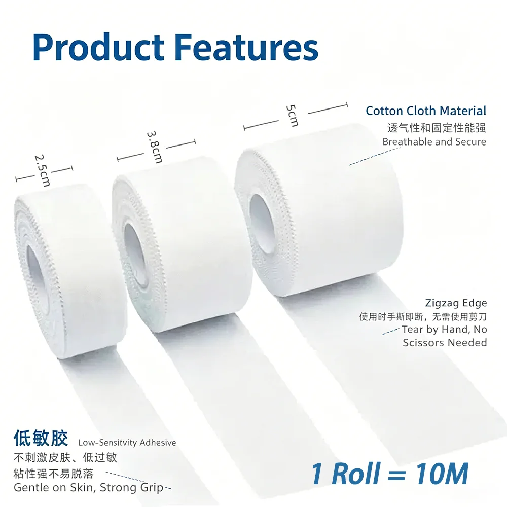 10Meters Sport Athletic Waterproof Cotton White Boxing Adhesive Tape Strain Injury Support Sport Binding Bandage