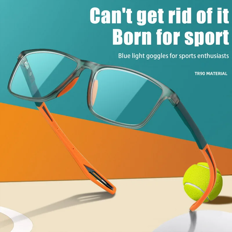 Unisex Blue Light Blocking Sports Glasses Fashion TR90 Frame Near Sight Myopia Eyewear Transparent Eyeglasses for Men Women