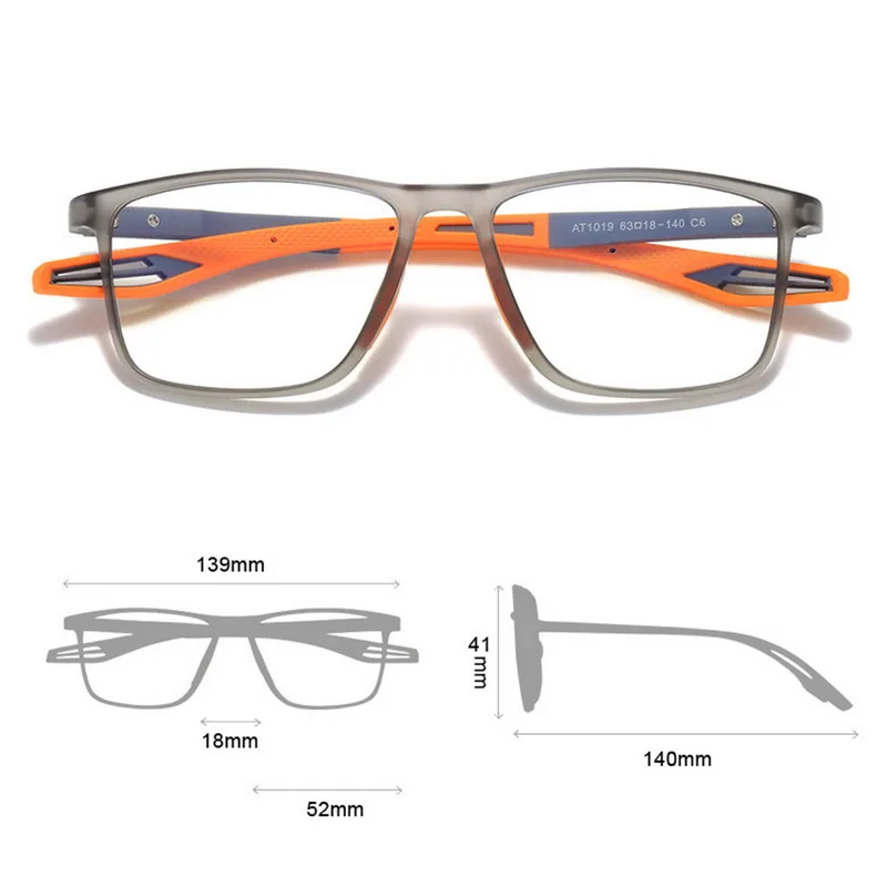 Unisex Blue Light Blocking Sports Glasses Fashion TR90 Frame Near Sight Myopia Eyewear Transparent Eyeglasses for Men Women