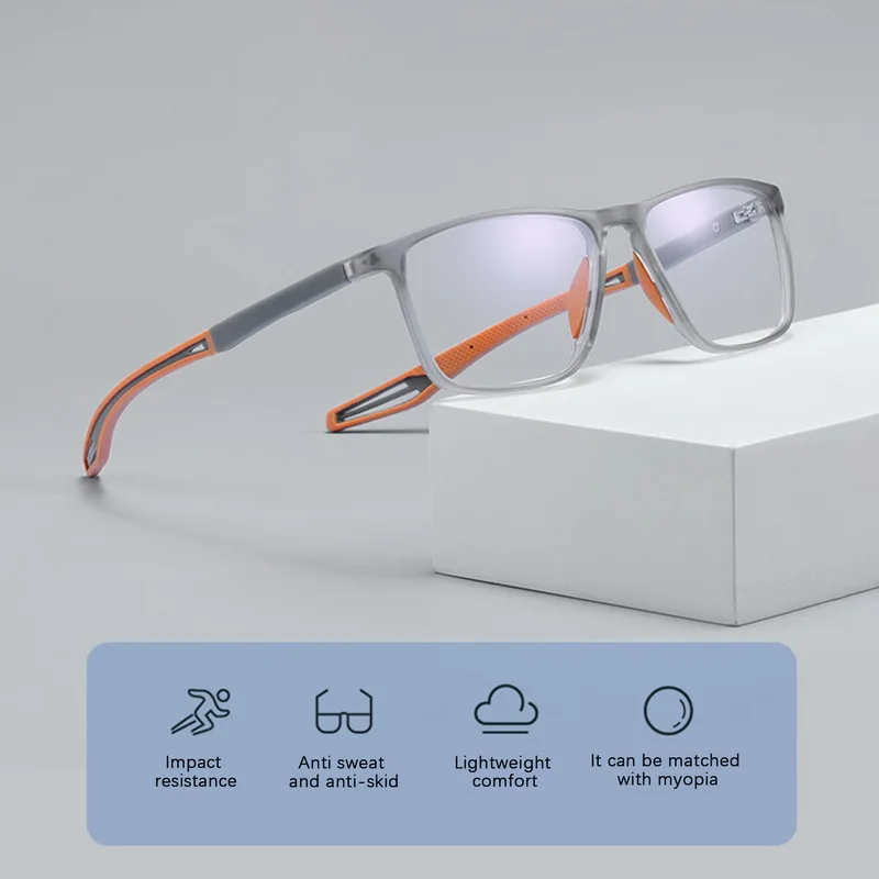 Unisex Blue Light Blocking Sports Glasses Fashion TR90 Frame Near Sight Myopia Eyewear Transparent Eyeglasses for Men Women