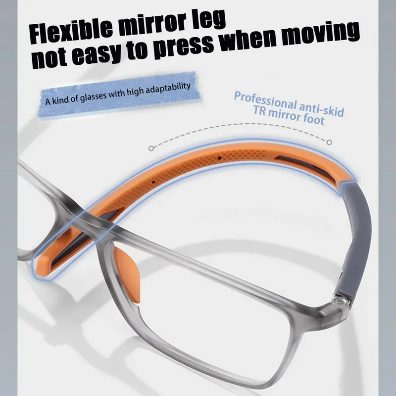 Unisex Blue Light Blocking Sports Glasses Fashion TR90 Frame Near Sight Myopia Eyewear Transparent Eyeglasses for Men Women