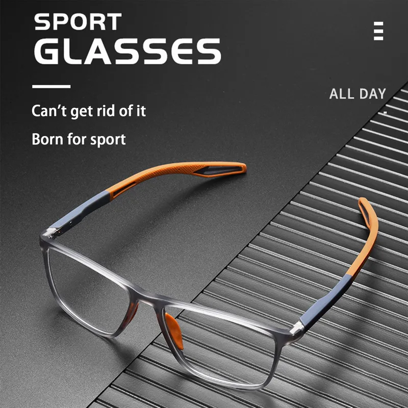 Unisex Blue Light Blocking Sports Glasses Fashion TR90 Frame Near Sight Myopia Eyewear Transparent Eyeglasses for Men Women