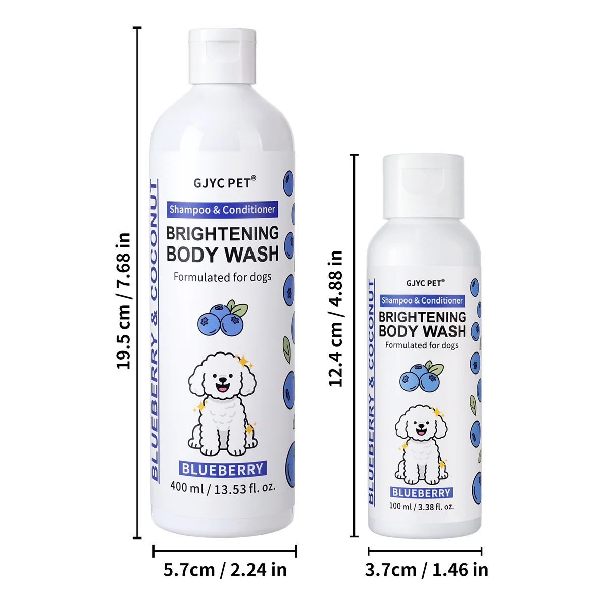 Professional Dog Whitening Shampoo Blueberry Brightening Formula Enhances Fur Shine Softness Pet Grooming Care
