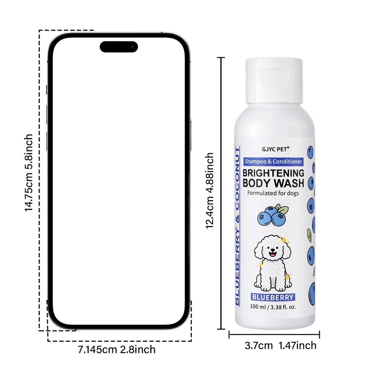 Professional Dog Whitening Shampoo Blueberry Brightening Formula Enhances Fur Shine Softness Pet Grooming Care